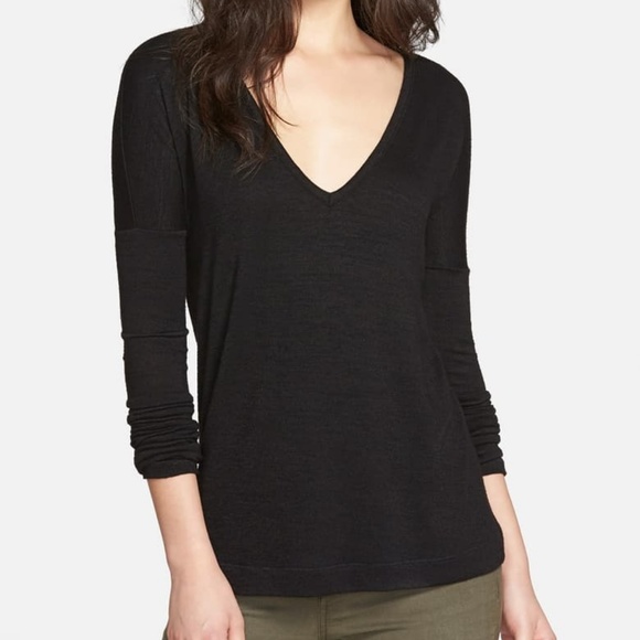 Rag & Bone Theo V-Neck Long Sleeve Tee - Picture 1 of 7